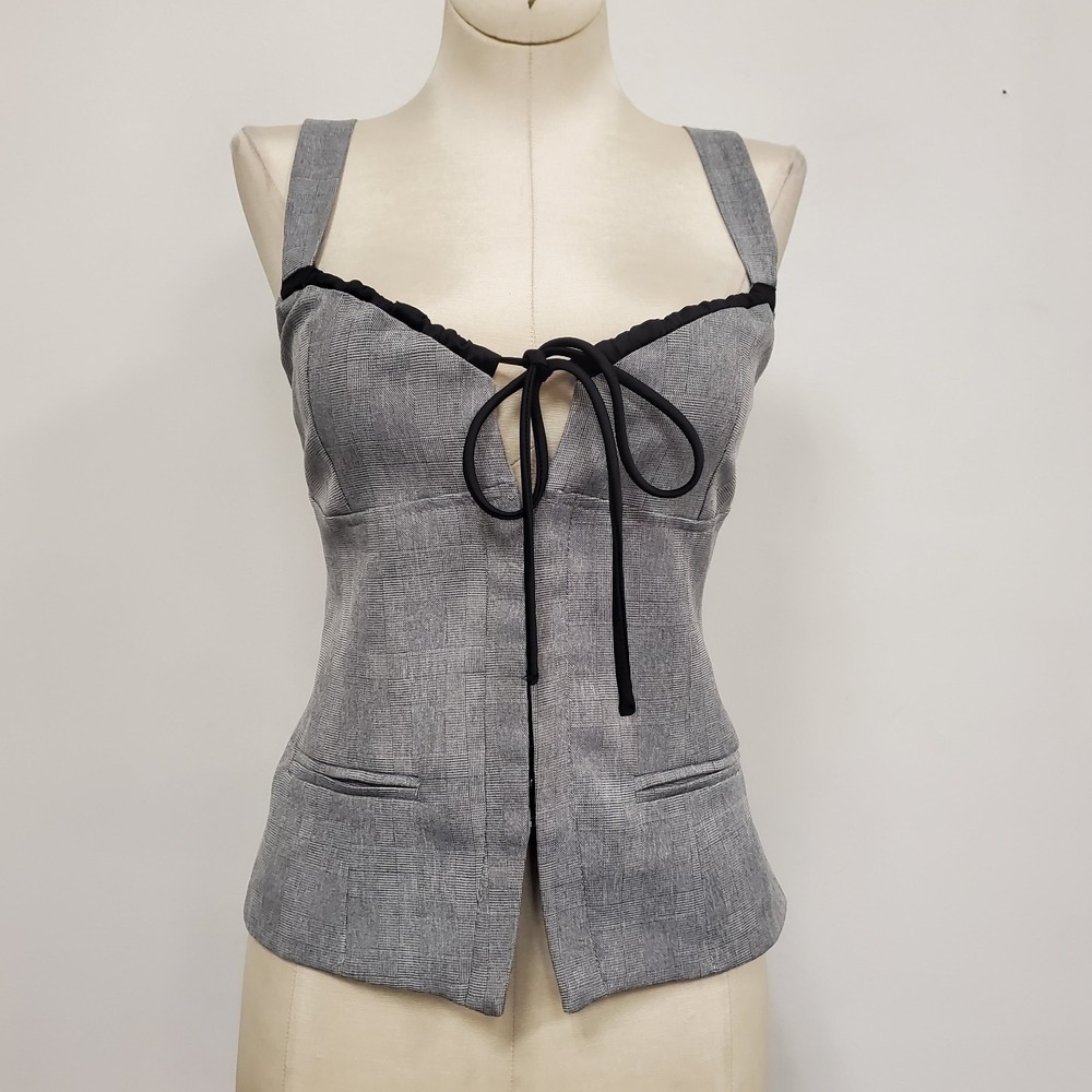 Nine Philosophy Womens Tie Front Office Siren Sweetheart Vest Size M Gray Work